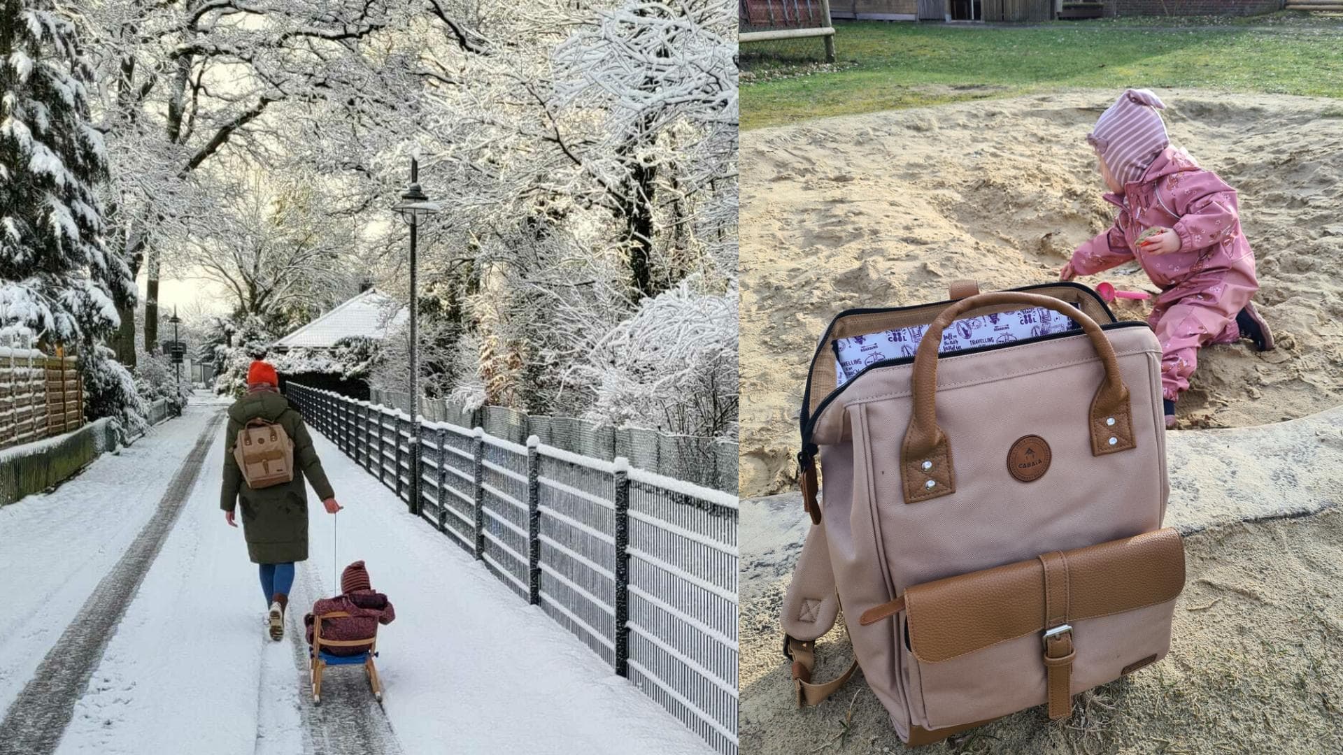 Der Adventurer Rucksack darf beim Familienausflug nicht fehlen. Der Adventurer Rucksack im Einsatz im Schnee und im Sand