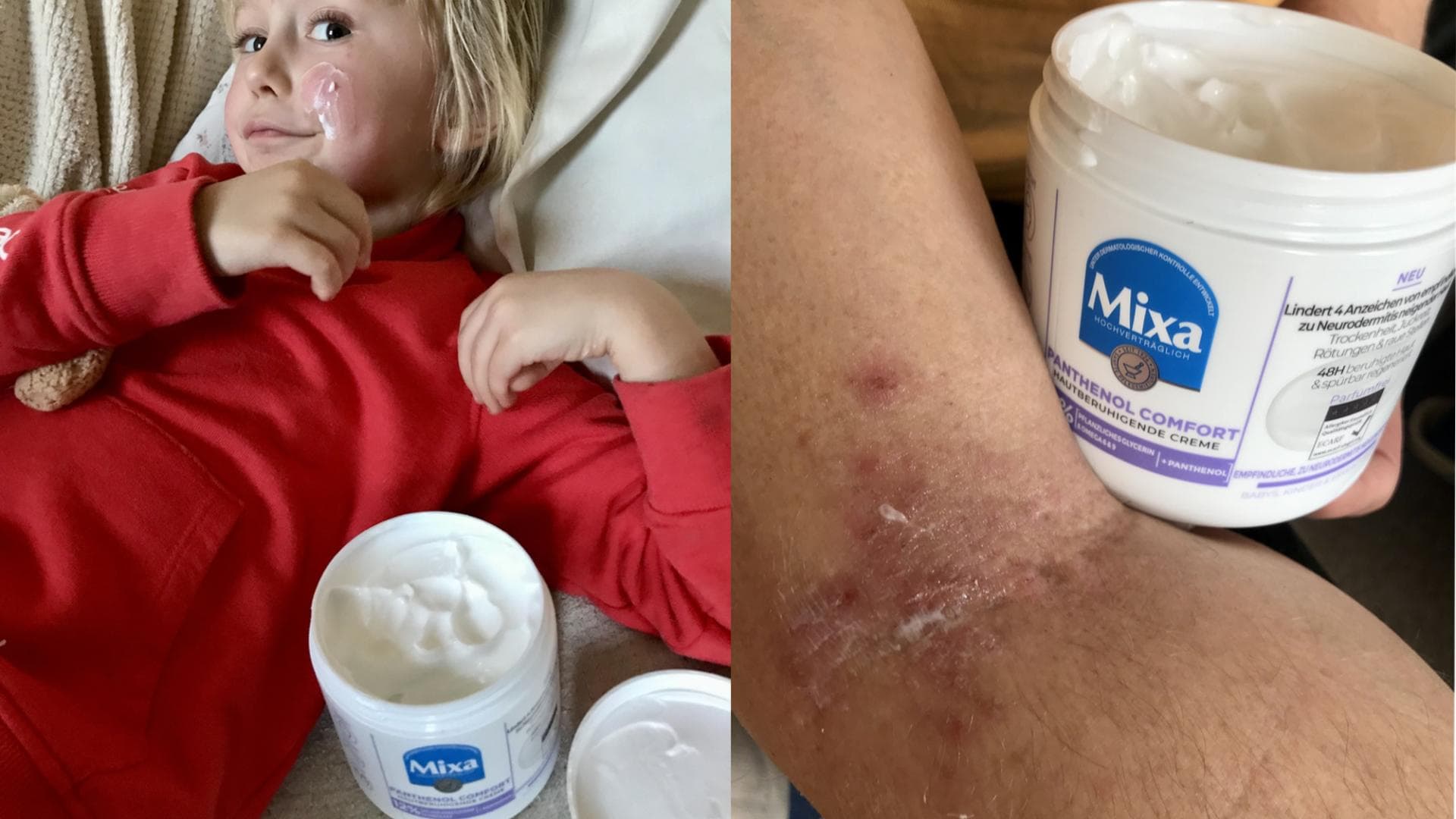 Mama und Tochter sind beide begeistert von der Creme Mama und Tochter sind beide begeistert von der Creme