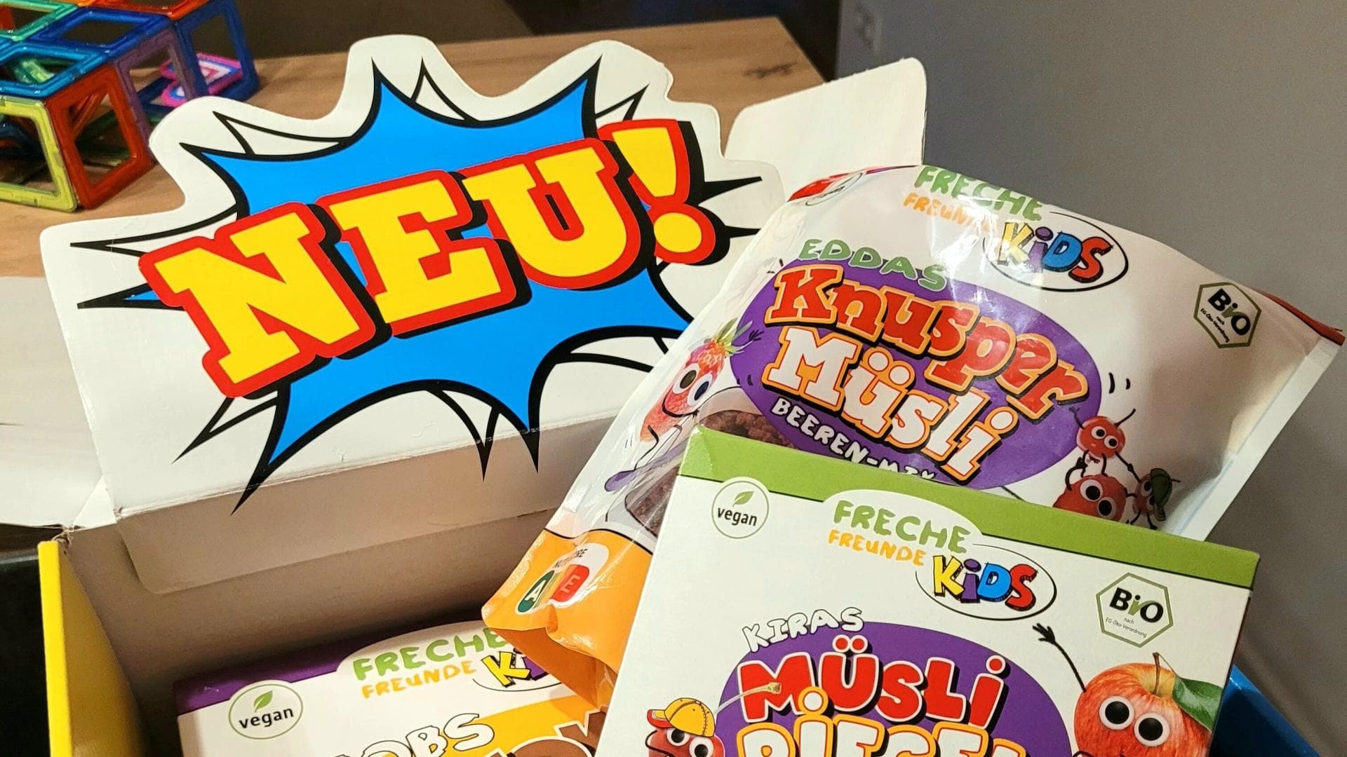 Die Cerealien und neuen Müsli-Riegel von Freche Freunde Kids.