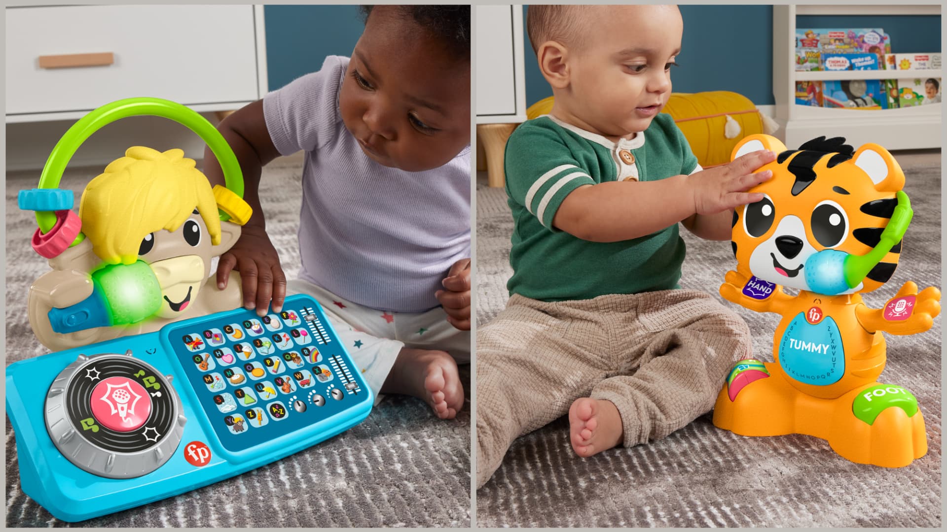 Fisher-Price Beat Bande Abc Dj-Yak Taylor und Lern & Tanz Tiger Justin. Fisher-Price Beat Bande Abc Dj-Yak Taylor und Lern & Tanz Tiger Justin.