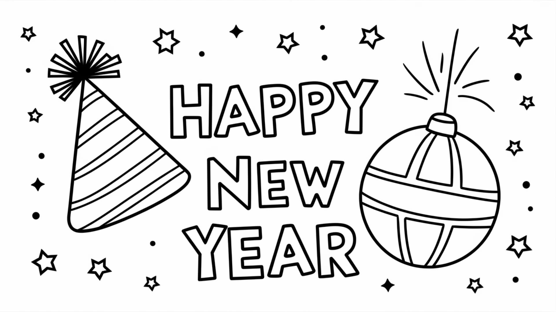 Happy new year zum Ausmalen