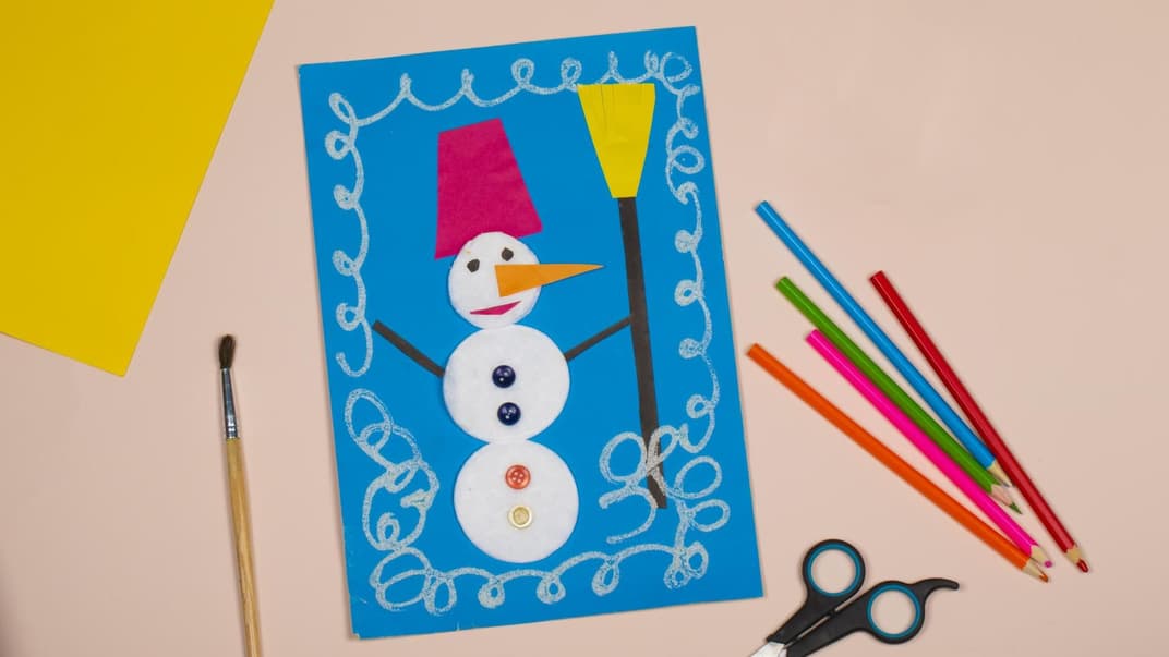 Ein Schneemann aus Wattepads