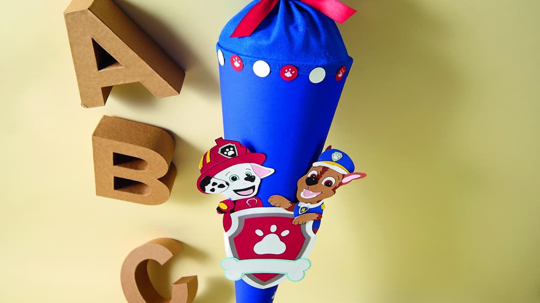 Eine selbst gebastelte Paw-Patrol-Schultüte 
