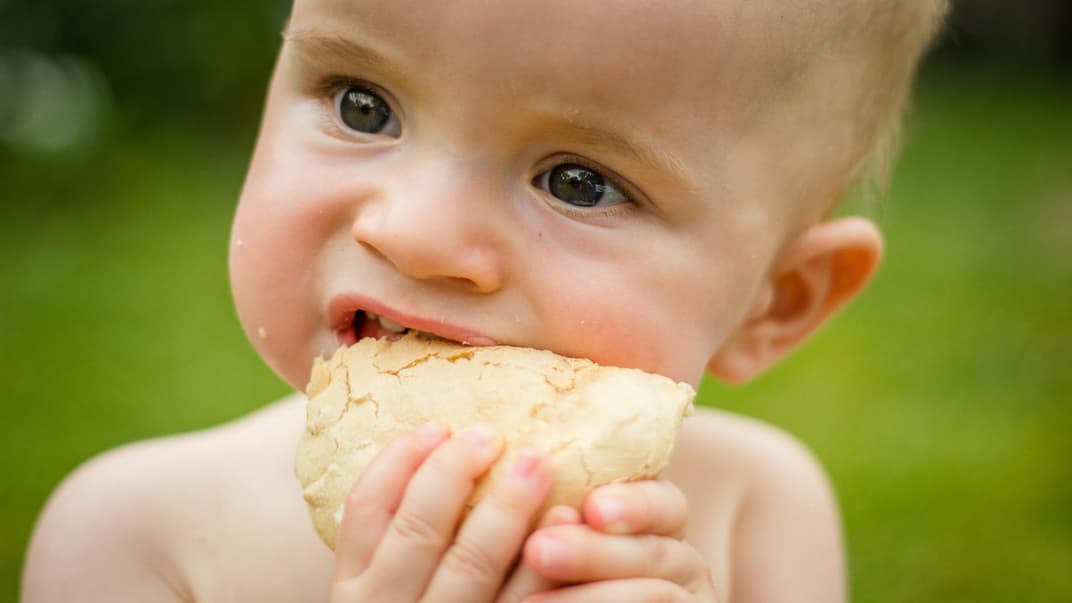 An Brot oder Keksen kann das Kleine nun schon alleine knabbern.