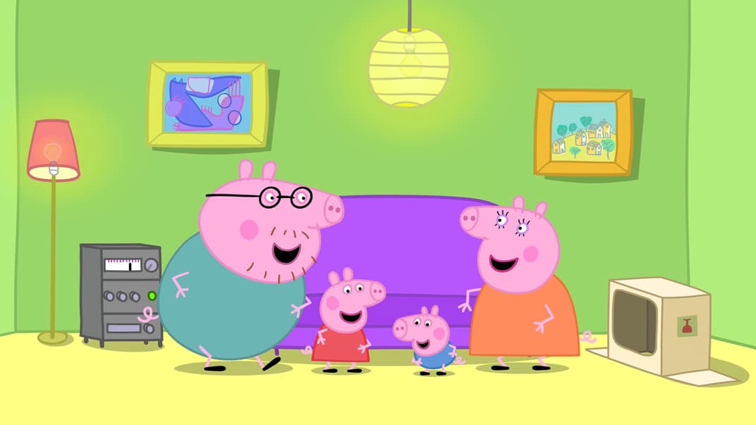 Schweinchen Peppa Wutz mit seiner Familie.