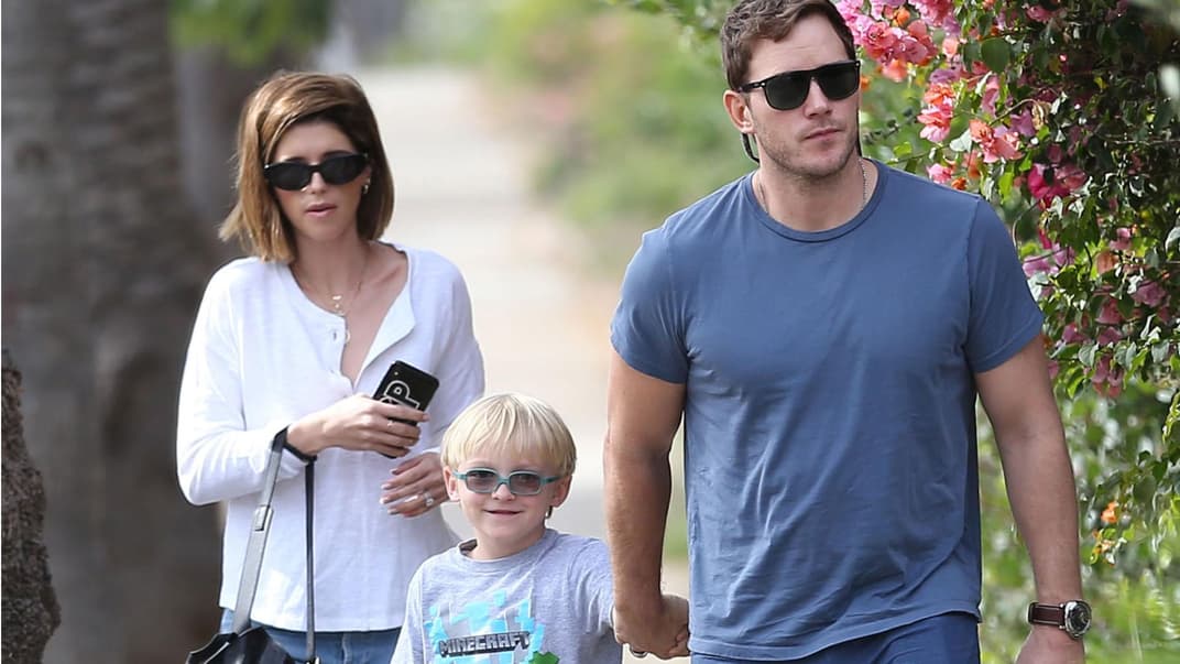 Chris Pratt mit dem achtjährigen Jack (Chris' Sohn aus erster Ehe) und Katherine Schwarzenegger. 