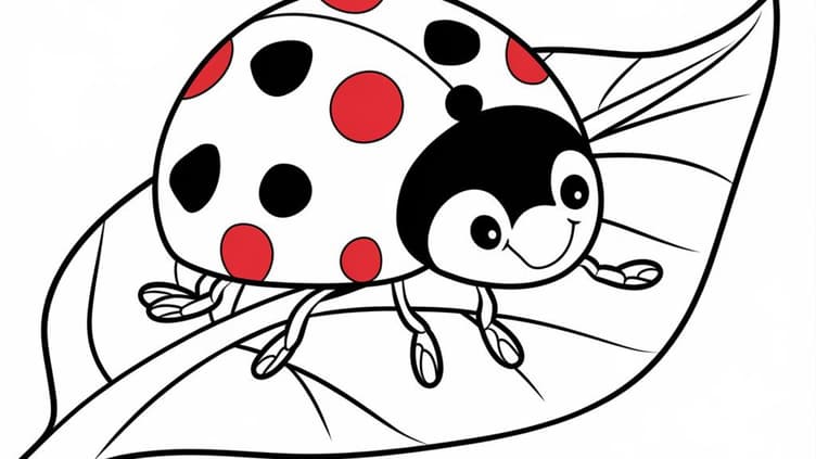 Ein Marienkäfer sitzt auf einem Blatt.