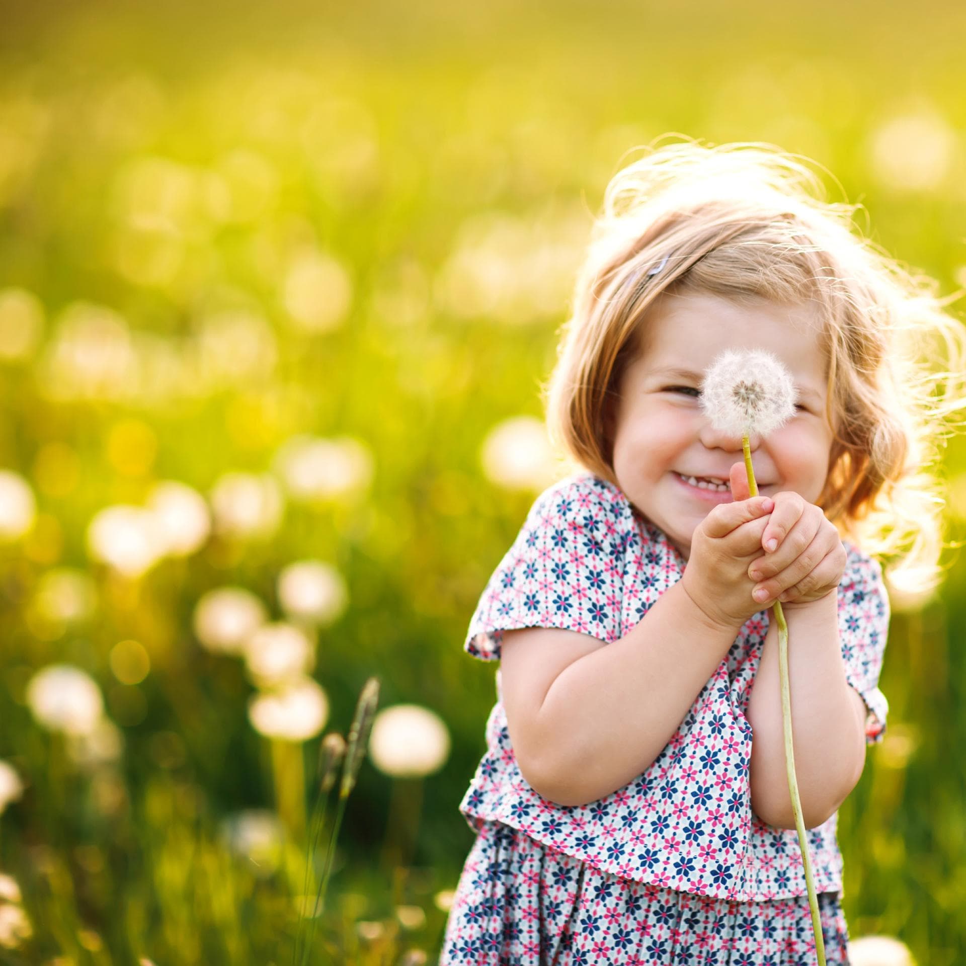 Mädchen hält eine Pusteblume in der Hand
