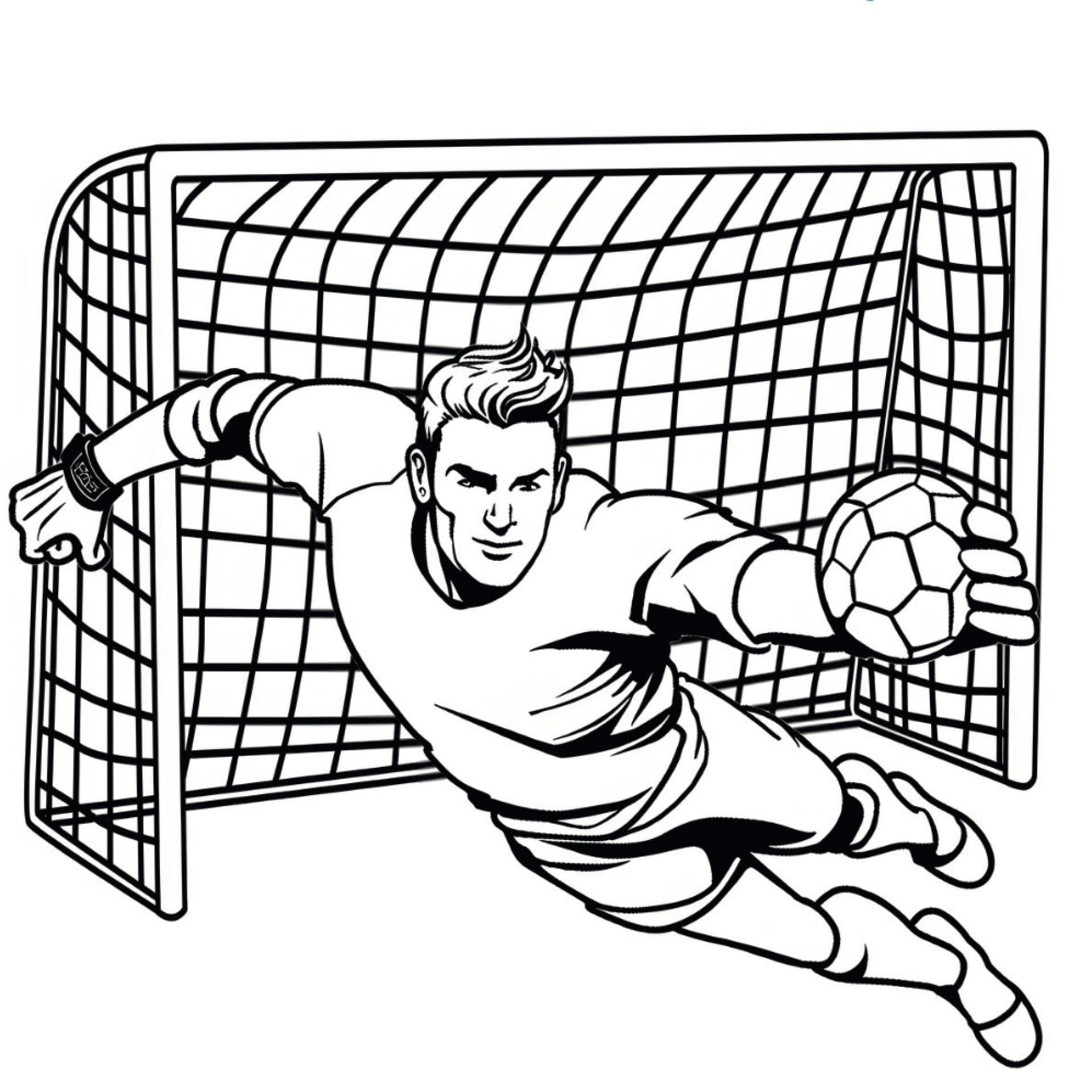 Fußball-Ausmalbild mit Tor und Torwart