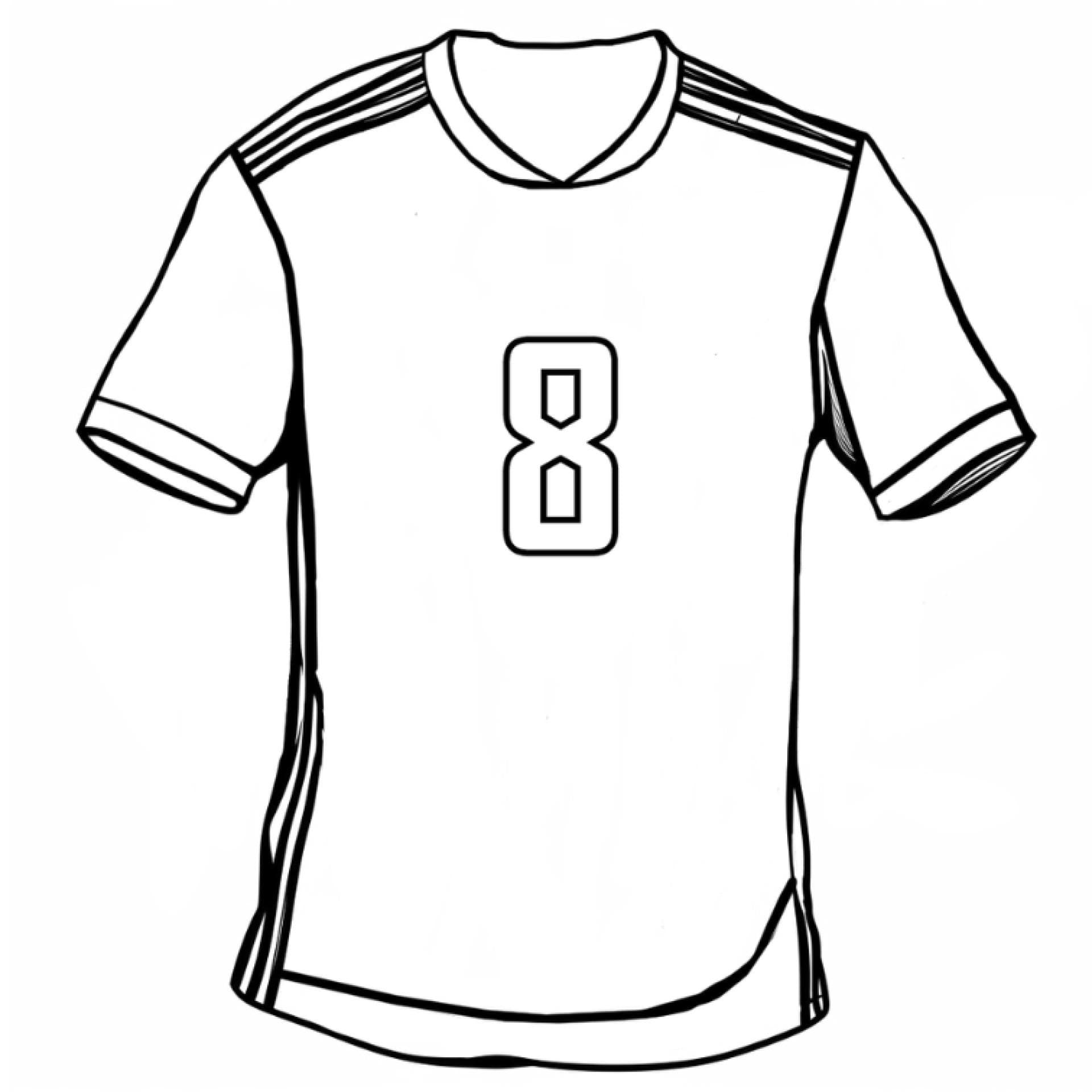 Ausmalbild mit einem Trikot mit der Nummer 8