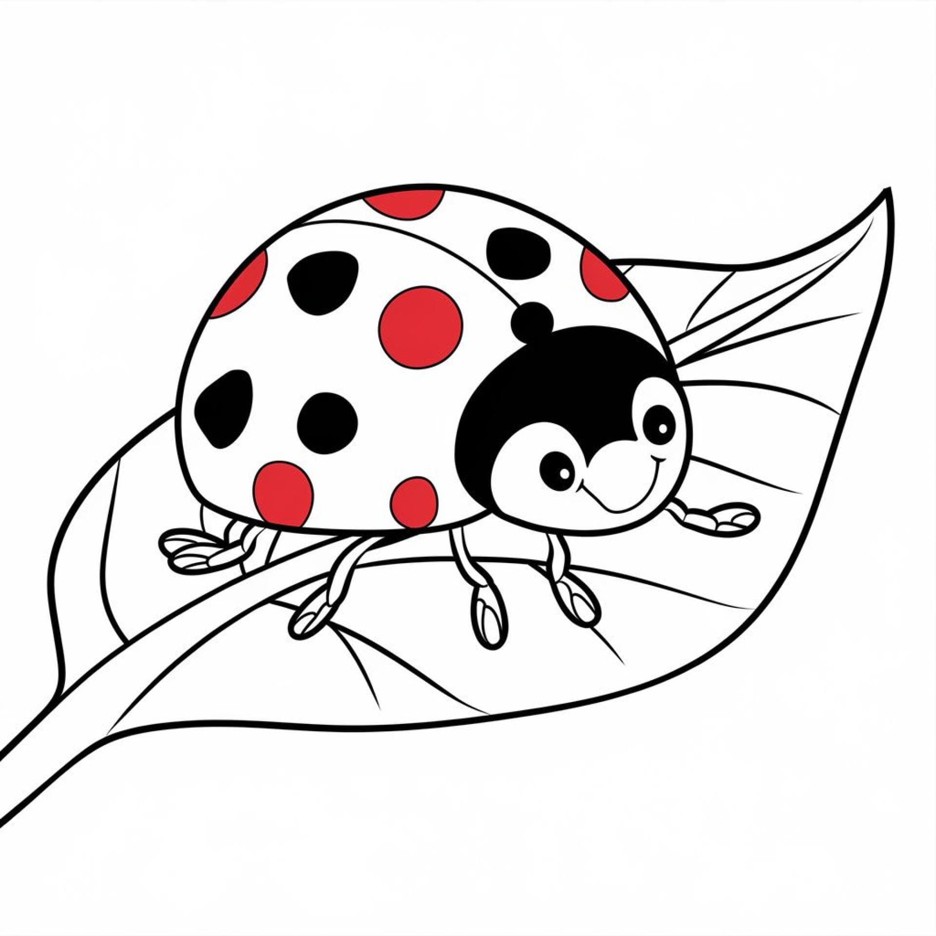 Ein Marienkäfer sitzt auf einem Blatt.