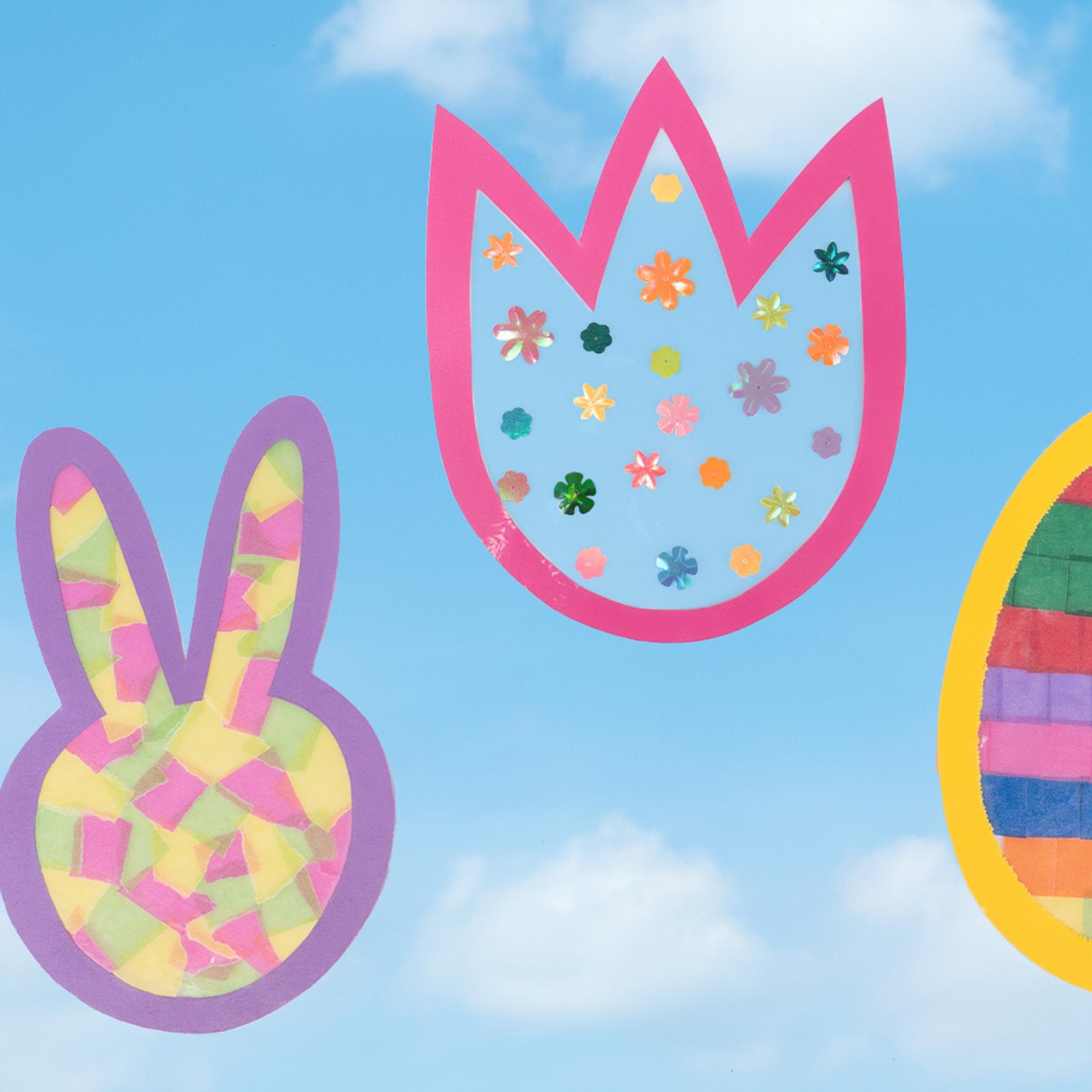 Verschiedene Fensterbilder für Ostern.