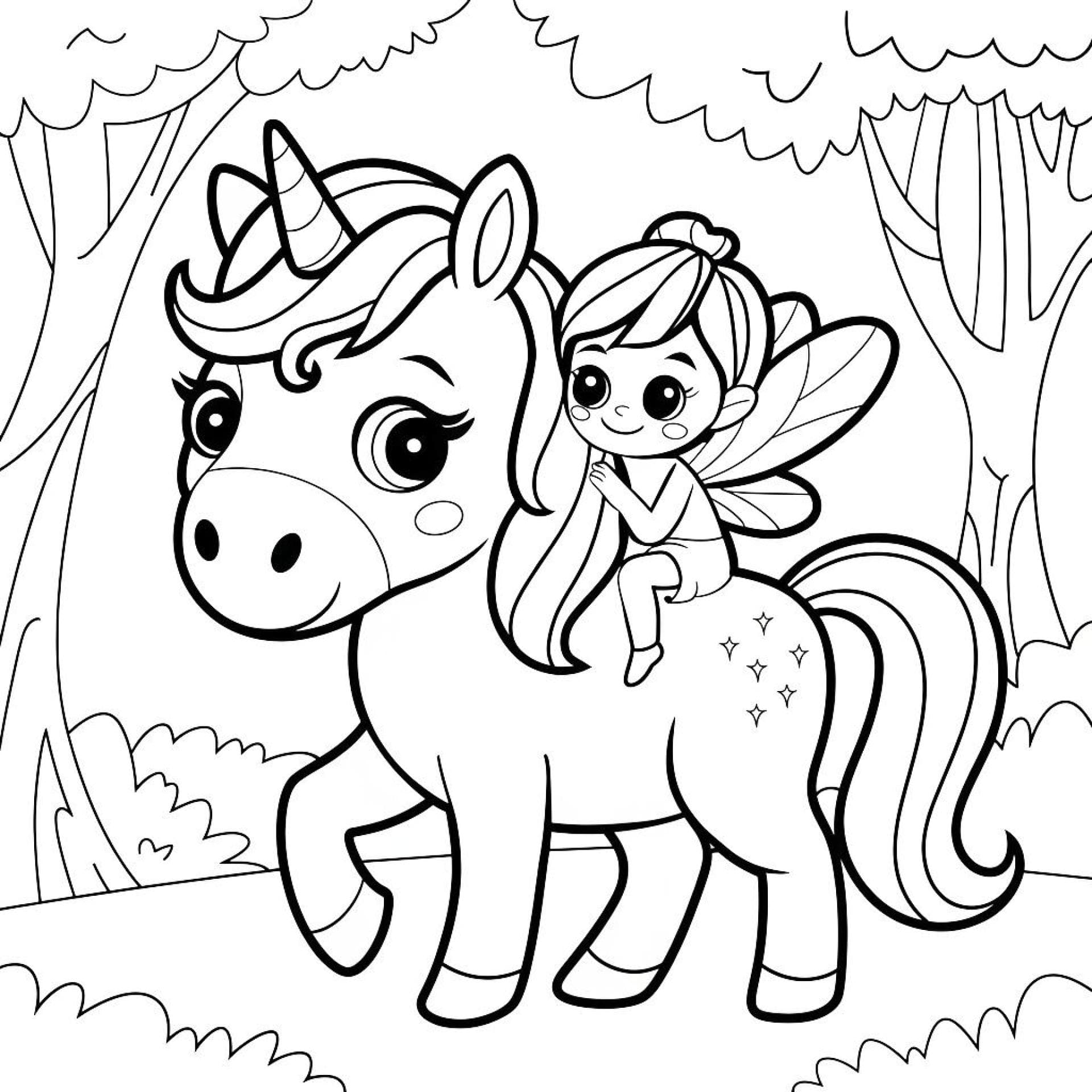 Ausmalbild Einhorn Fee