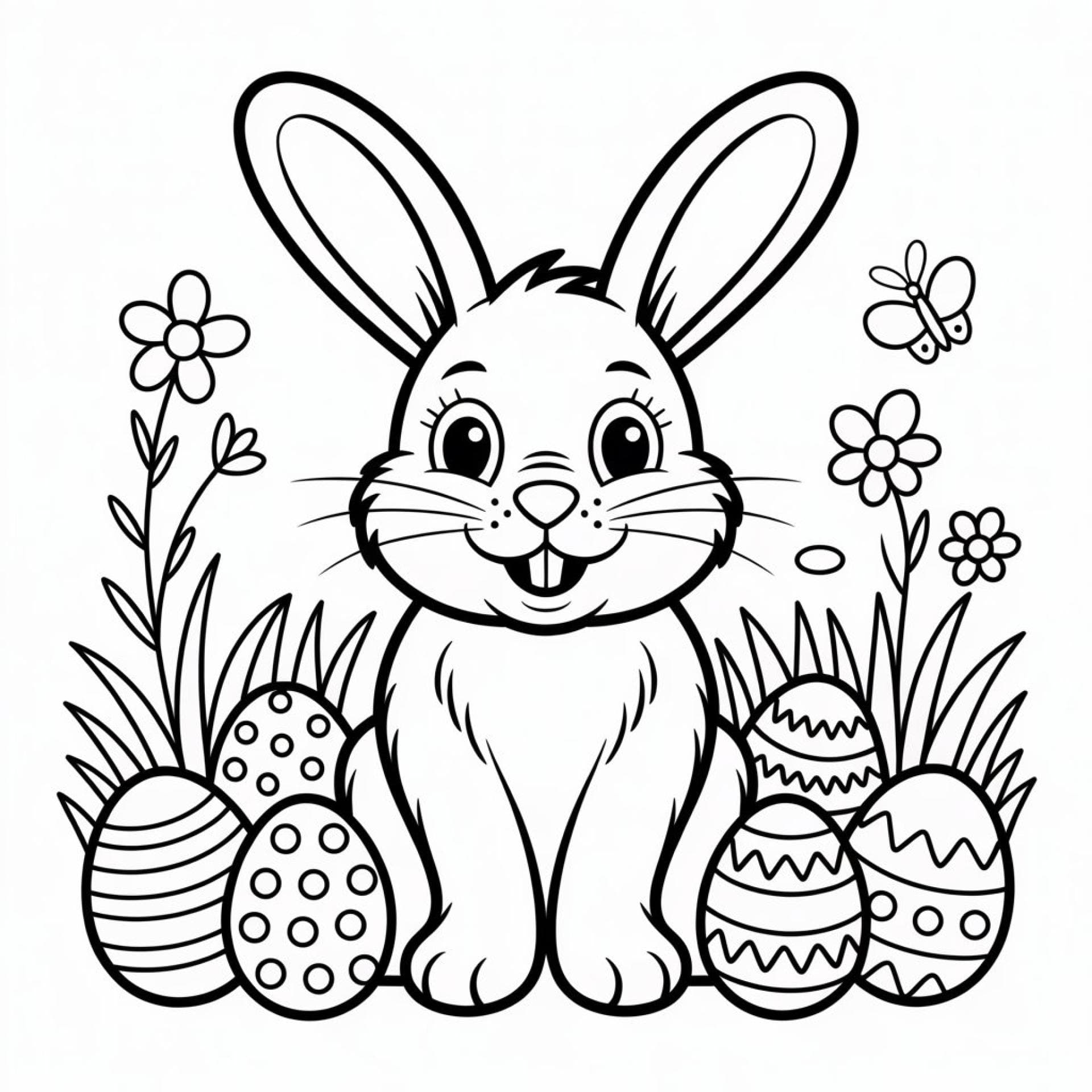 Osterhase mit Ostereiern zum Ausmalen