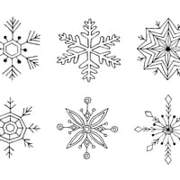 Verschiedene gezeichnete Schneeflocken.