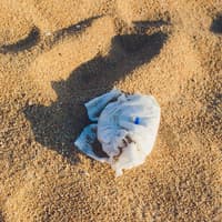 Eine dreckige Windel liegt am Strand