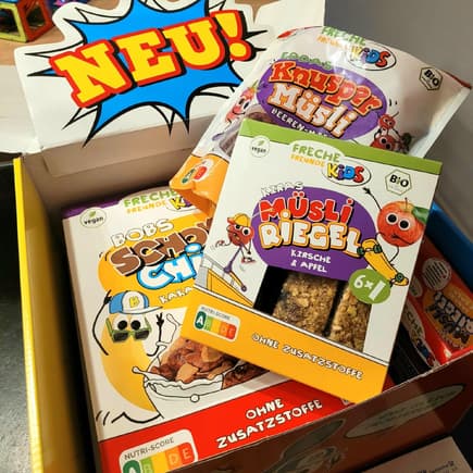 Die Cerealien und neuen Müsli-Riegel von Freche Freunde Kids.
