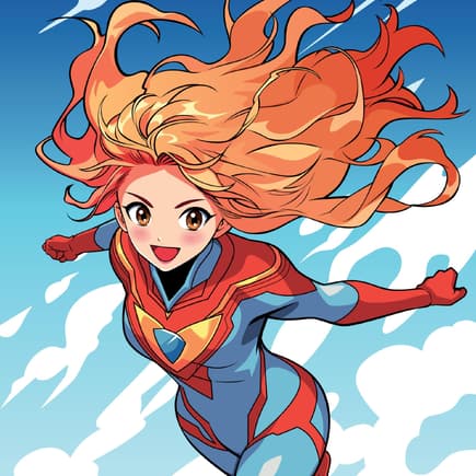 Anime-Mädchen mit roten Haaren.