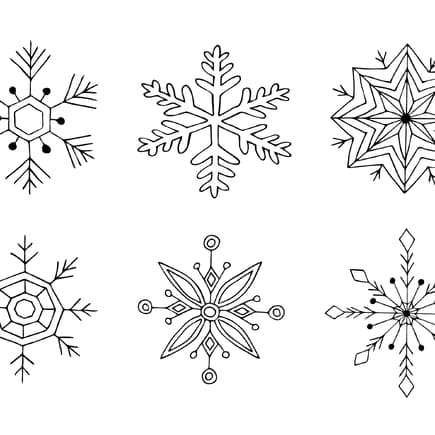 Verschiedene gezeichnete Schneeflocken.