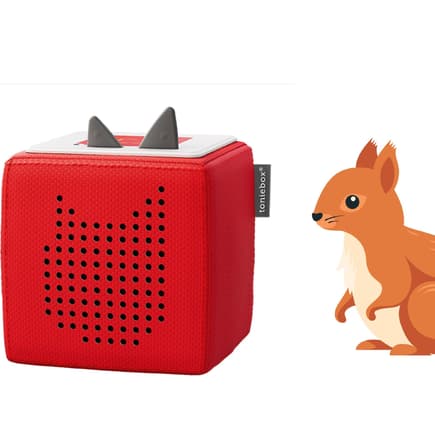 Eine Toniebox und ein Eichhörnchen