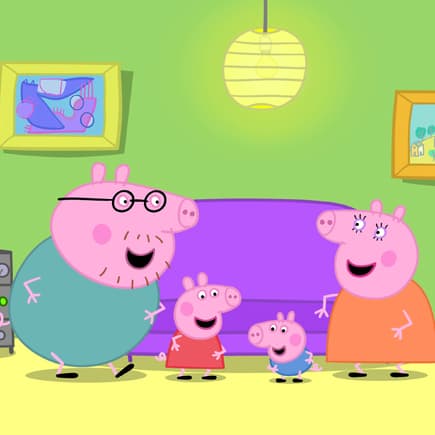 Schweinchen Peppa Wutz mit seiner Familie.