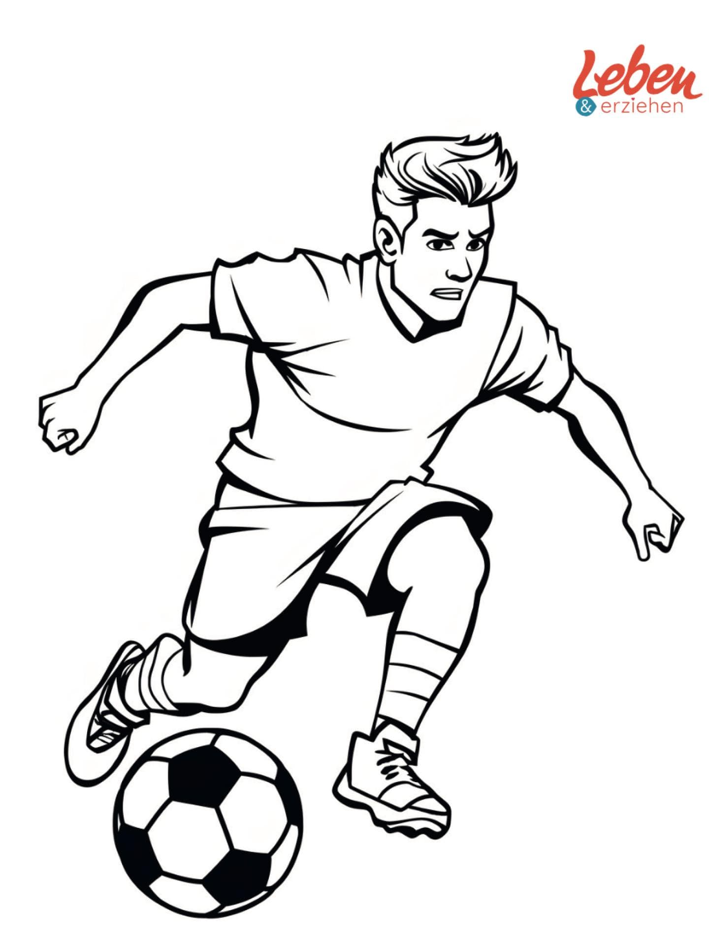Fußball-Ausmalbild mit Stürmer