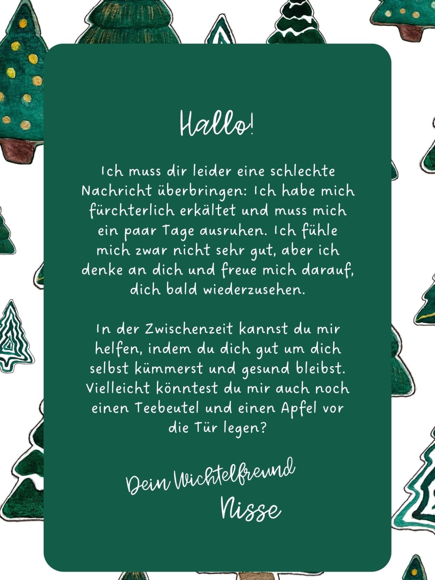 Wichtelbrief "Ich bin krank!"