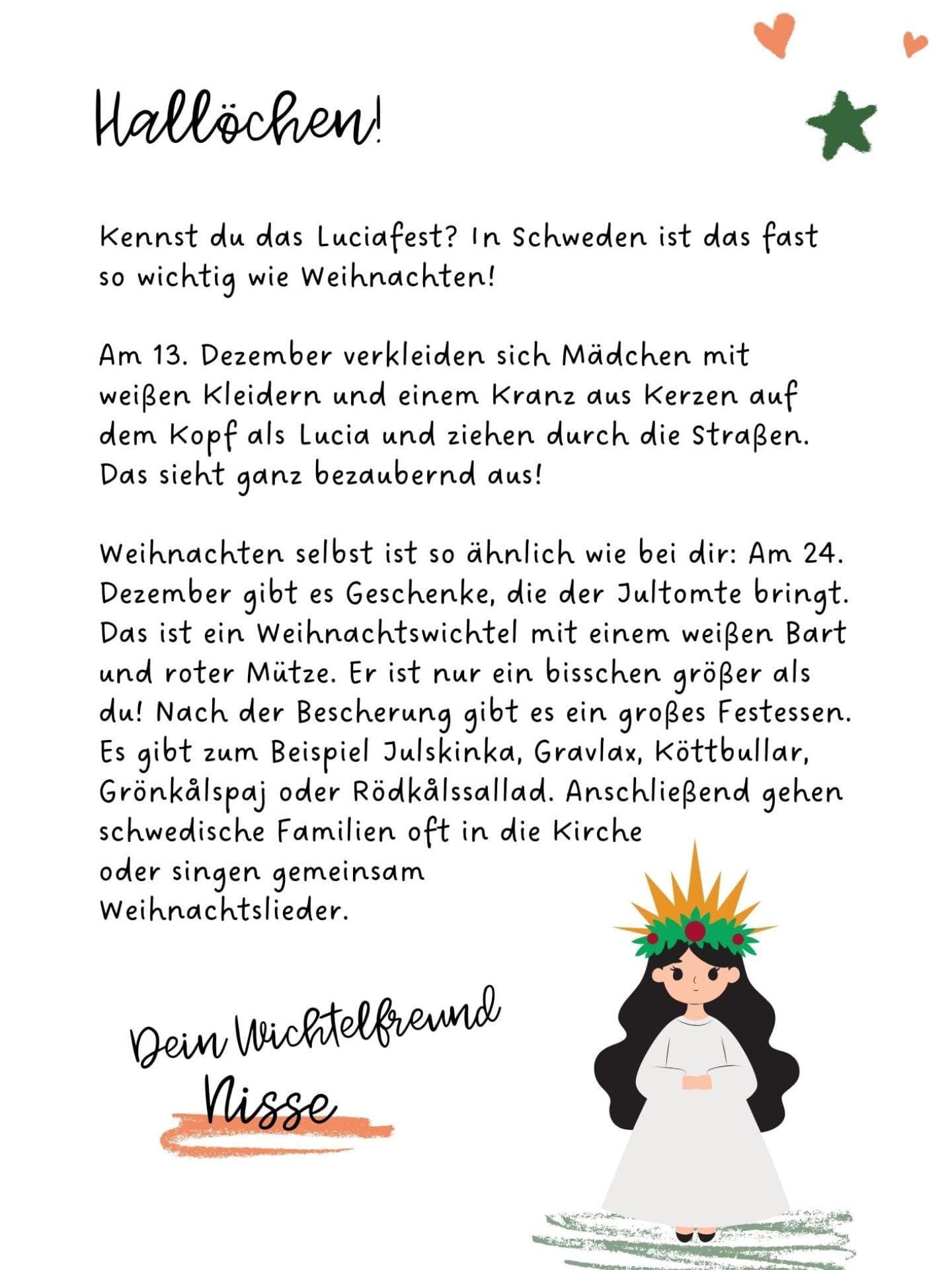 Wichtelbrief Weihnachtstraditionen in Schweden