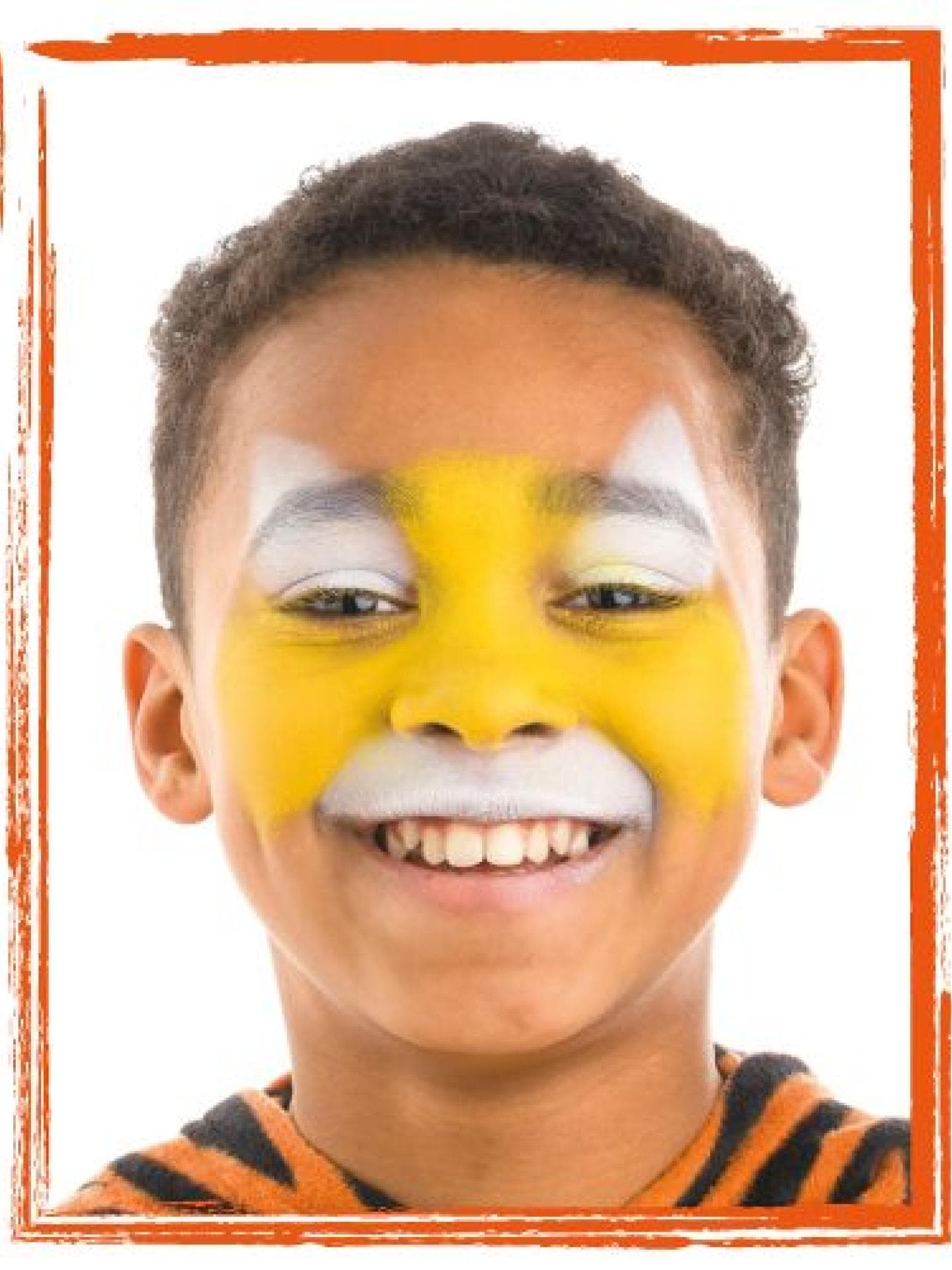 Tiger schminken: Gelbe Farbe hinzufügen. Tiger schminken: Gelbe Farbe hinzufügen.