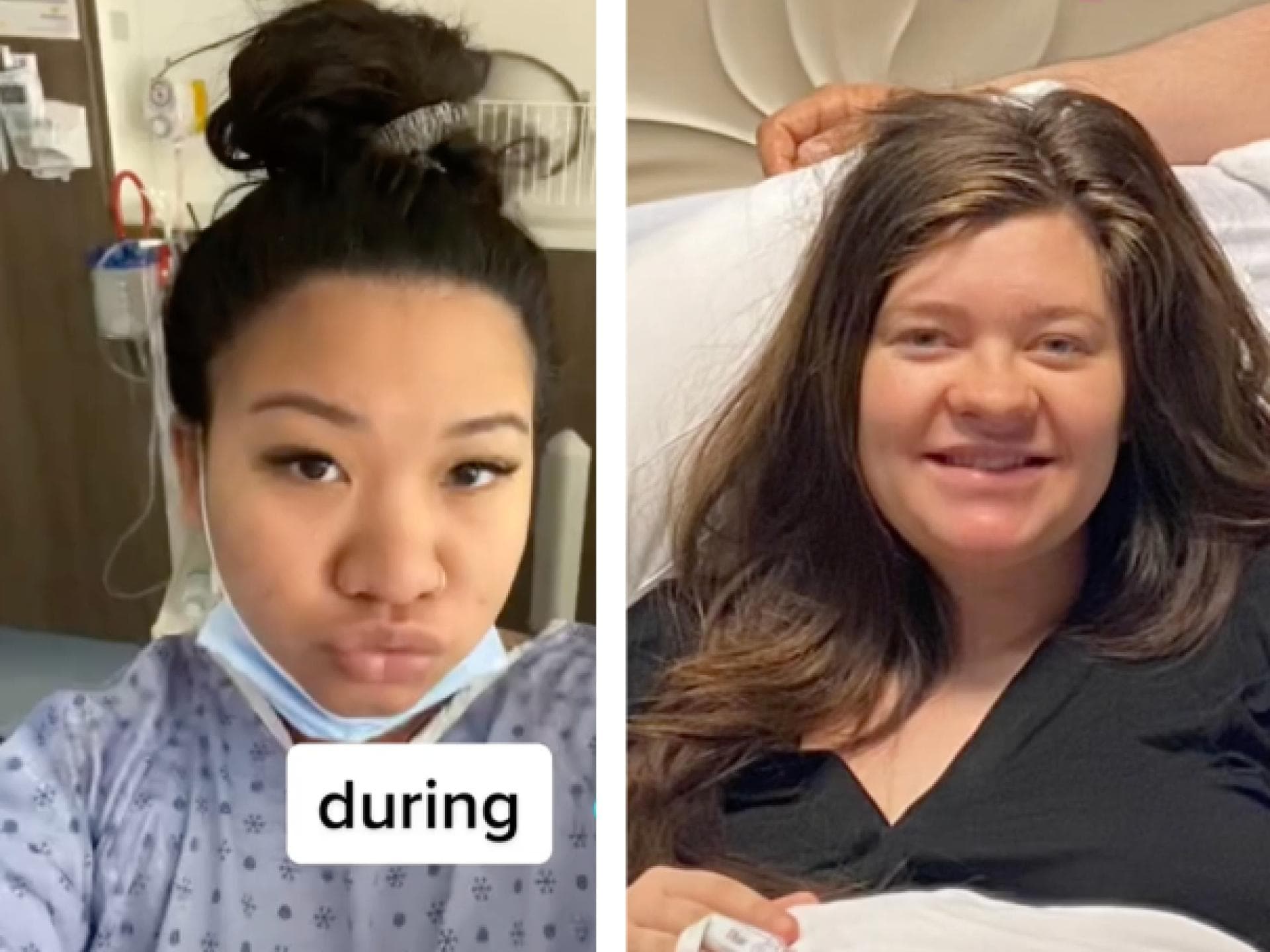 Als Schwangerschaftsnase wird eine Nase beschrieben, die während der Schwangerschaft größer wird. Zwei Frauen zeigen auf TikTok ihre Schwangerschaftsnase.