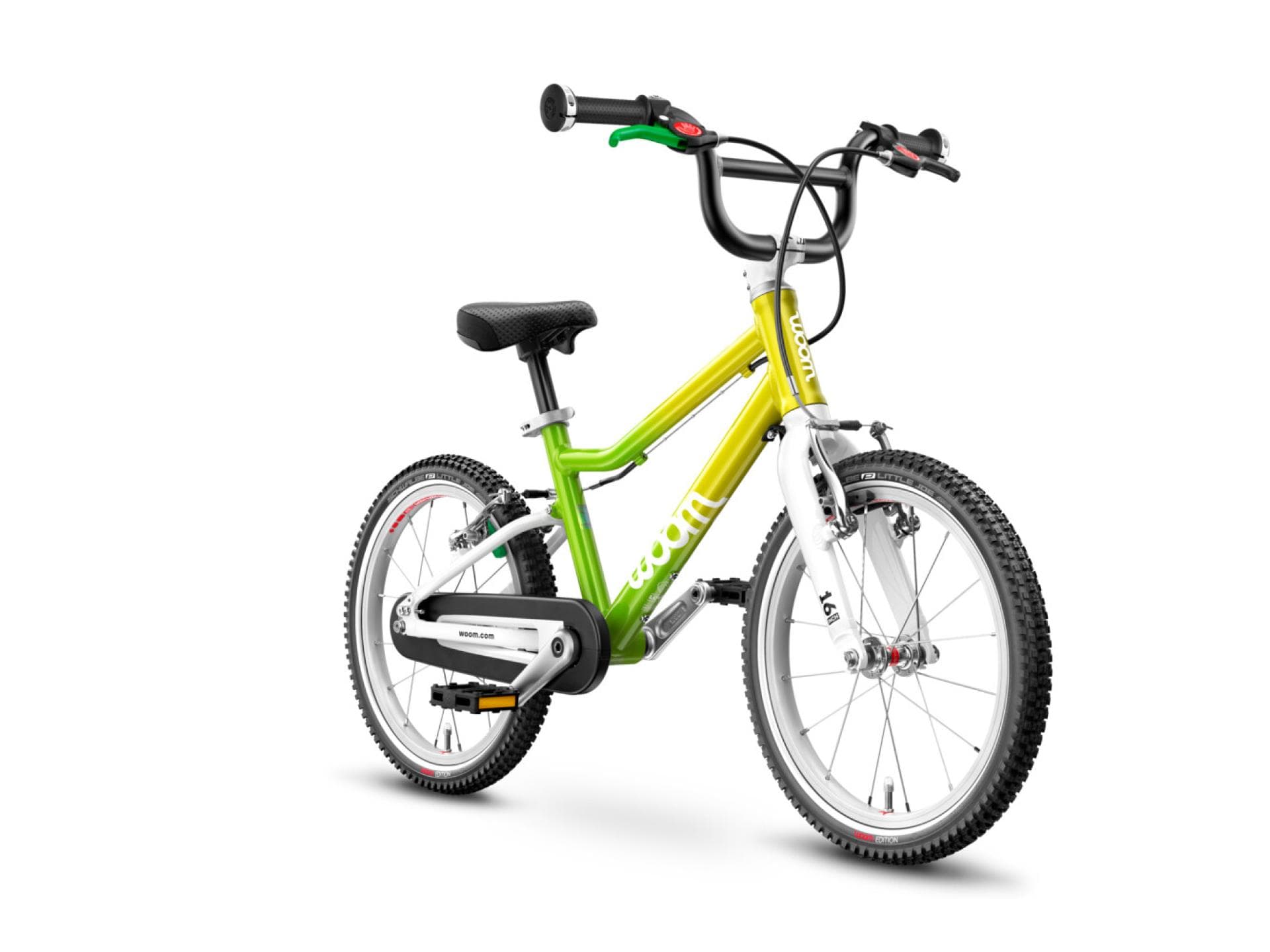 Das Kinderfahrrad Woom 3 Orginal in der neuen Farbe Atomic Neon. 