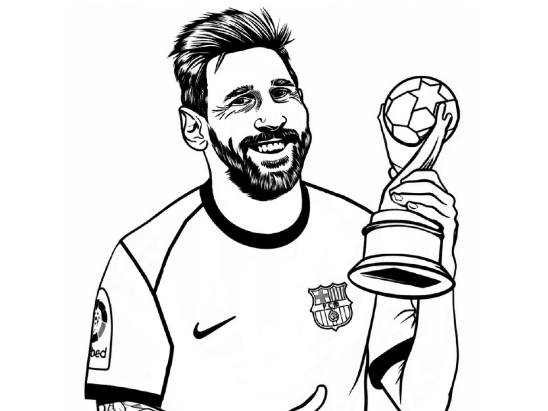 Ausmalbild mit Fußballer Messi