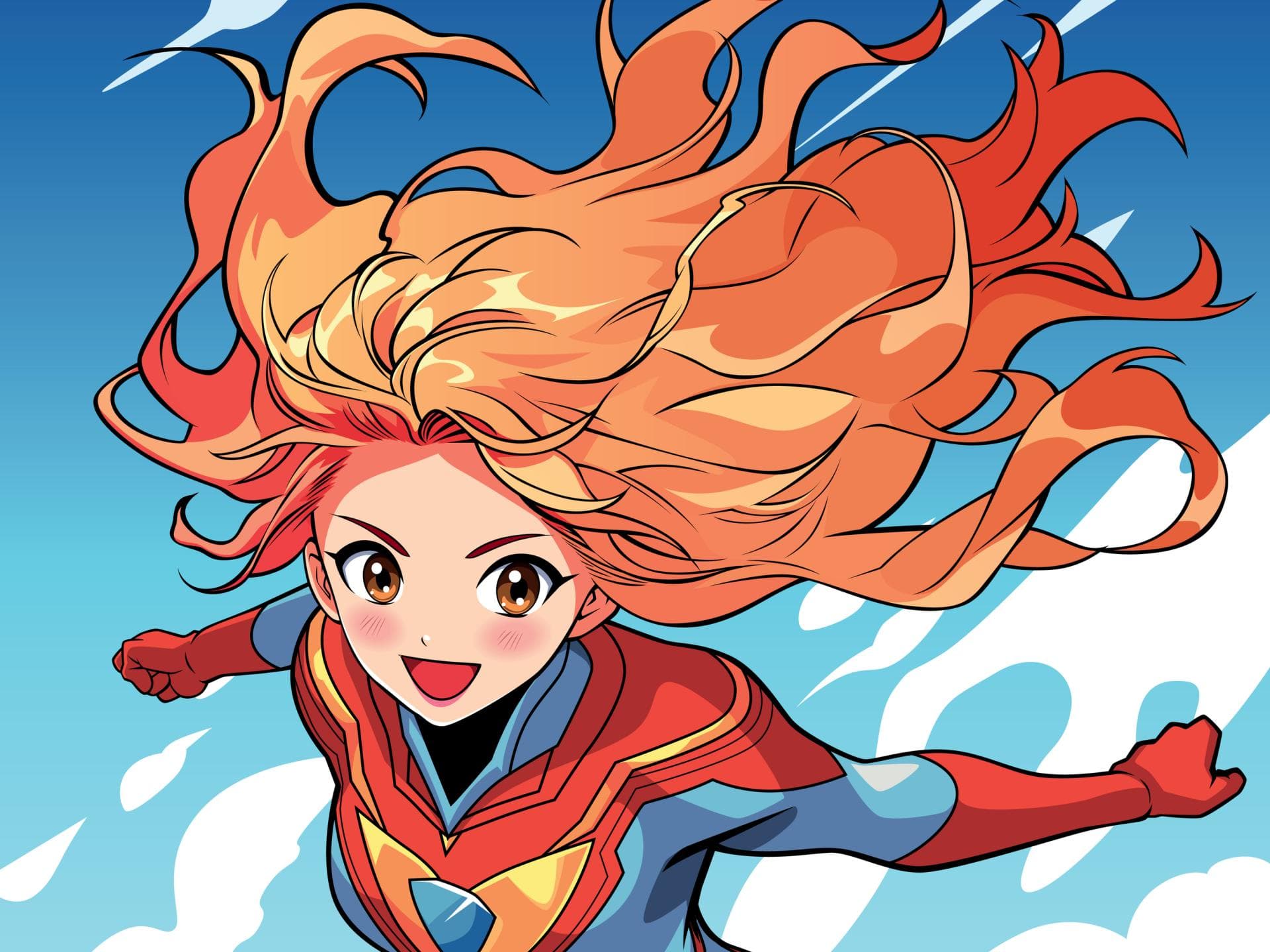 Anime-Mädchen mit roten Haaren.