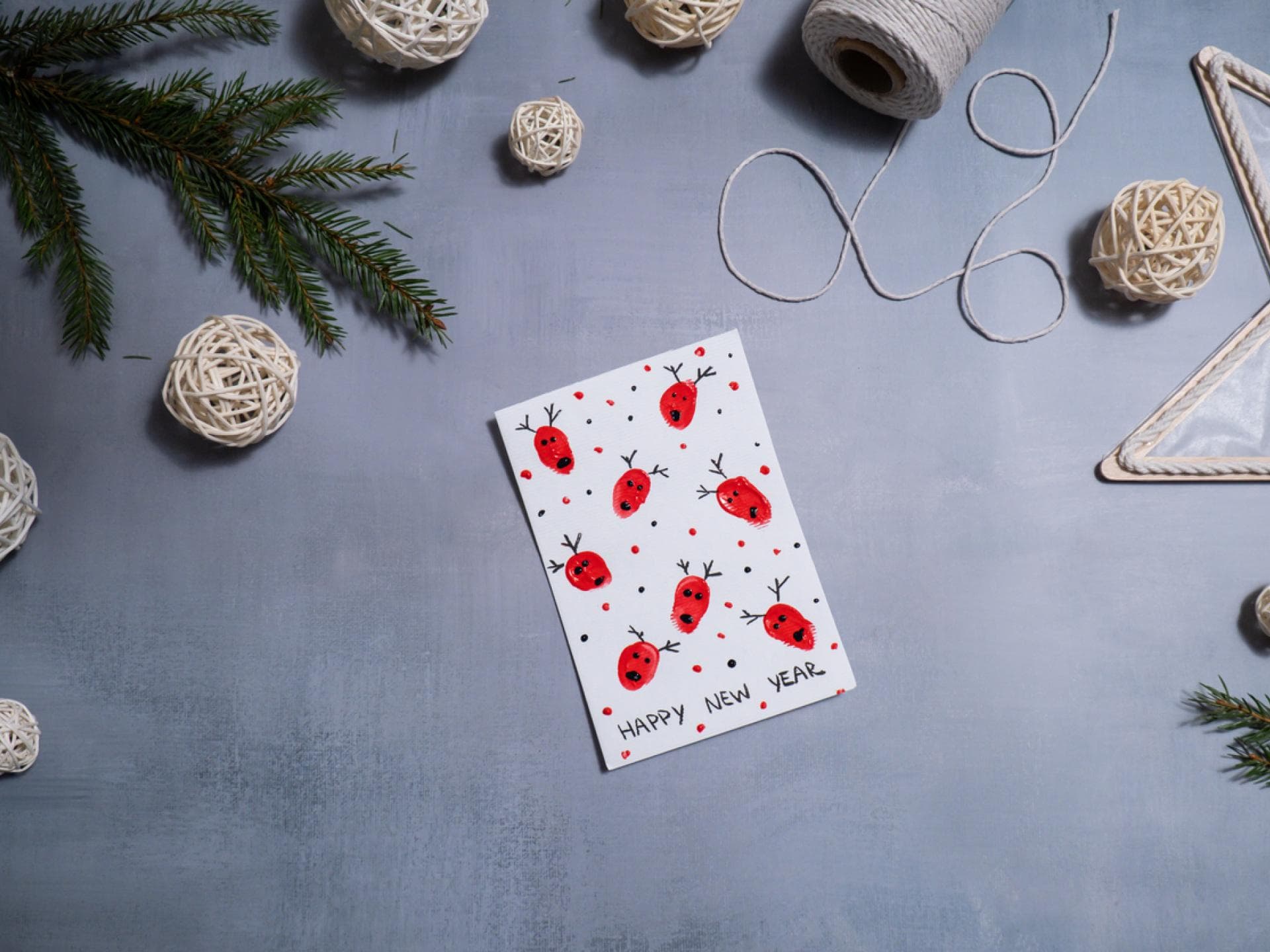 Rentiere auf einer Weihnachtskarte