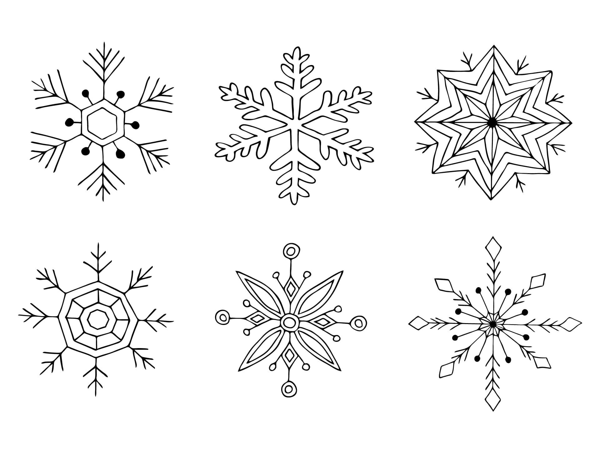 Verschiedene gezeichnete Schneeflocken.