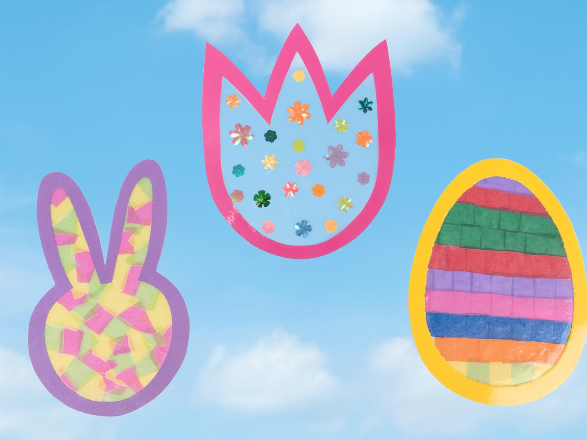 Verschiedene Fensterbilder für Ostern.