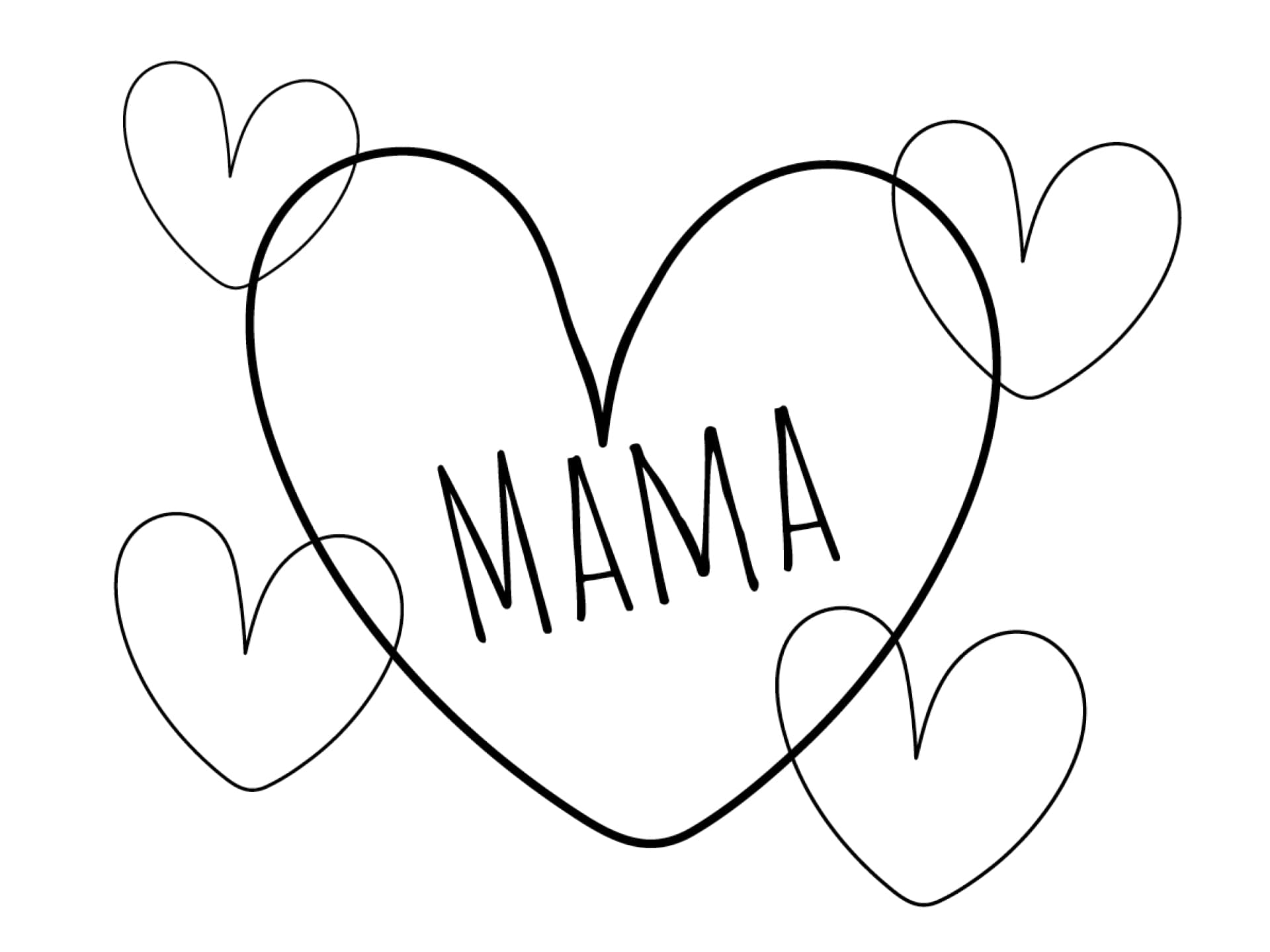 Muttertagskarte mit Herzen und Aufschrift "Mama"