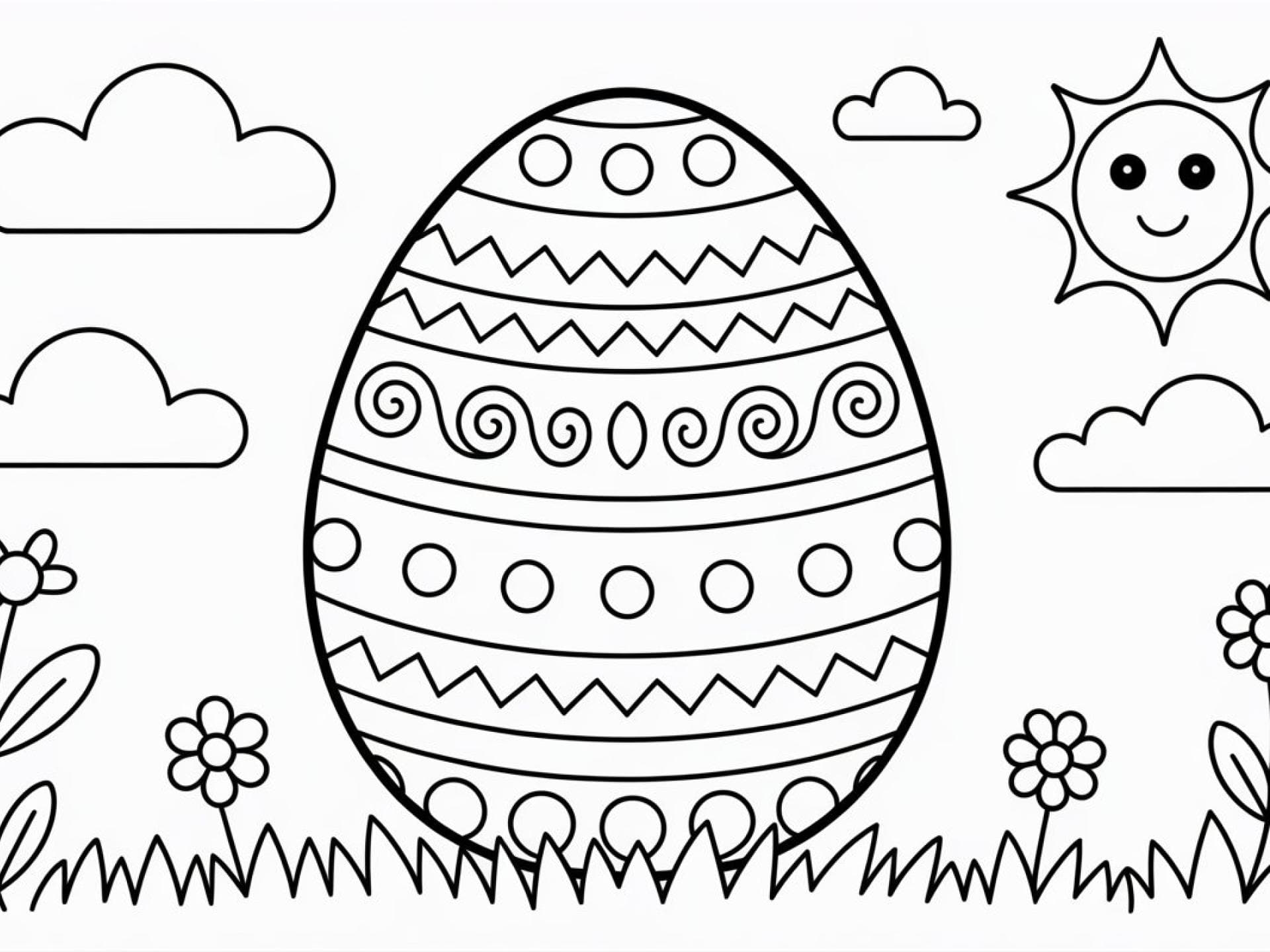 Osterei Ausmalbild mit Sonne