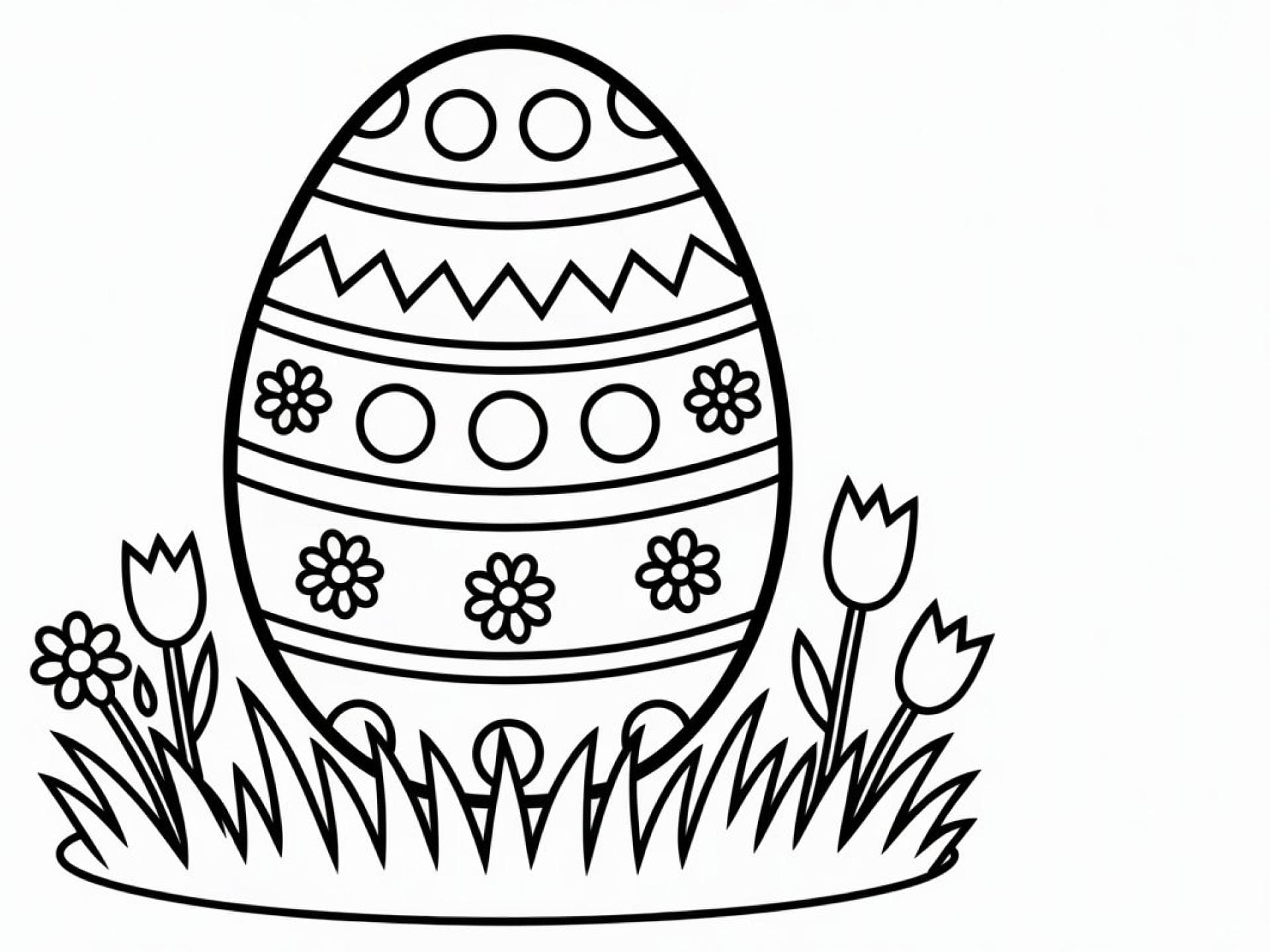 Osterei Ausmalbild mit Tulpe