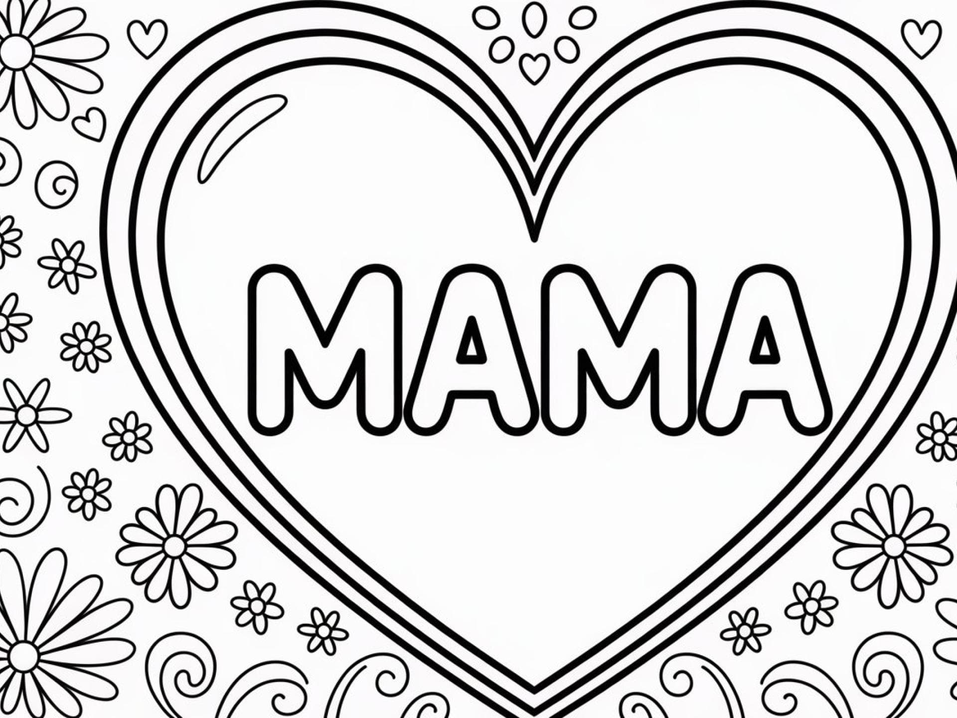 Ausmalbild Mama mit Blumen
