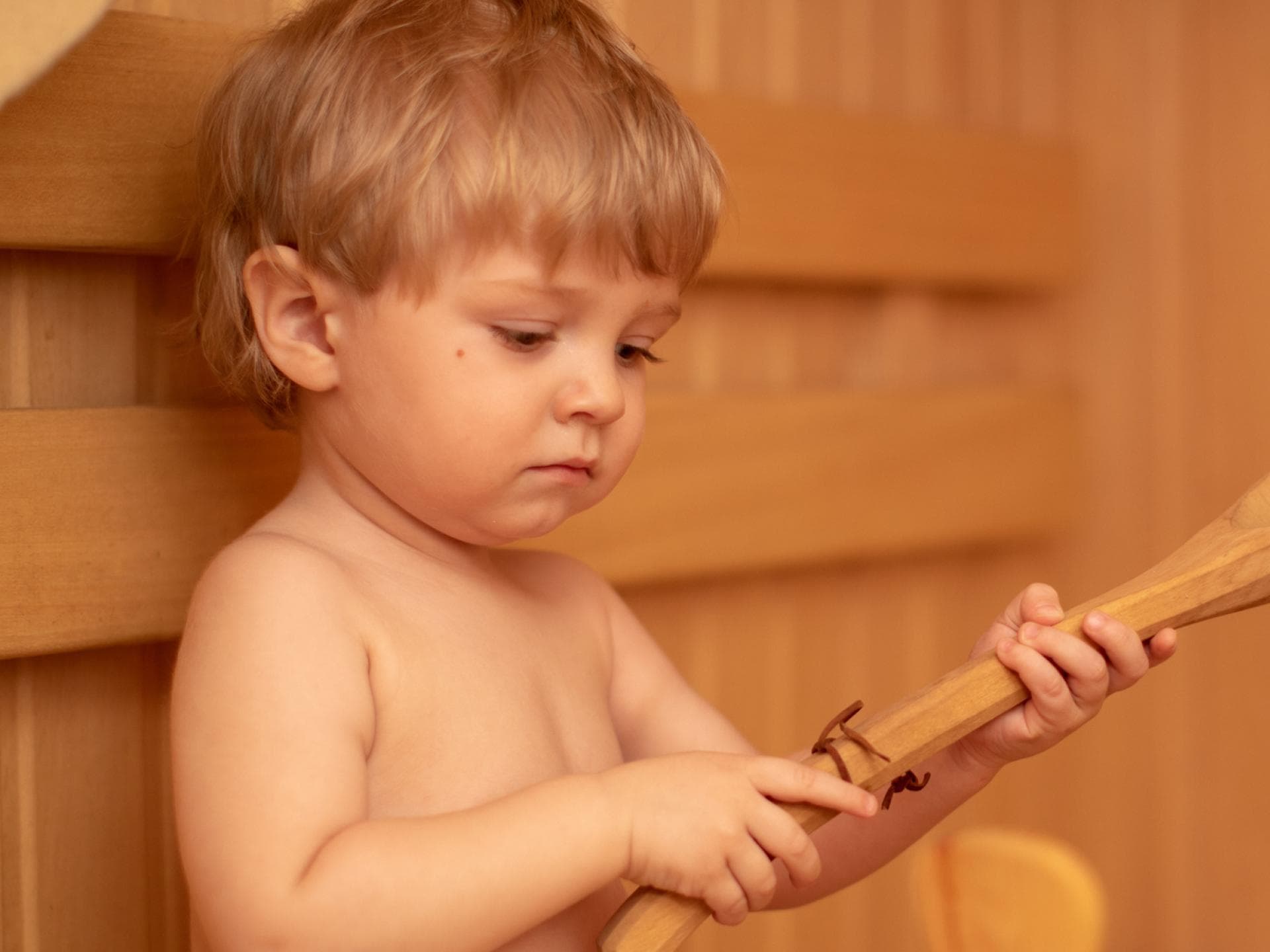 Ein Baby in der Sauna ist ein seltener Anblick.