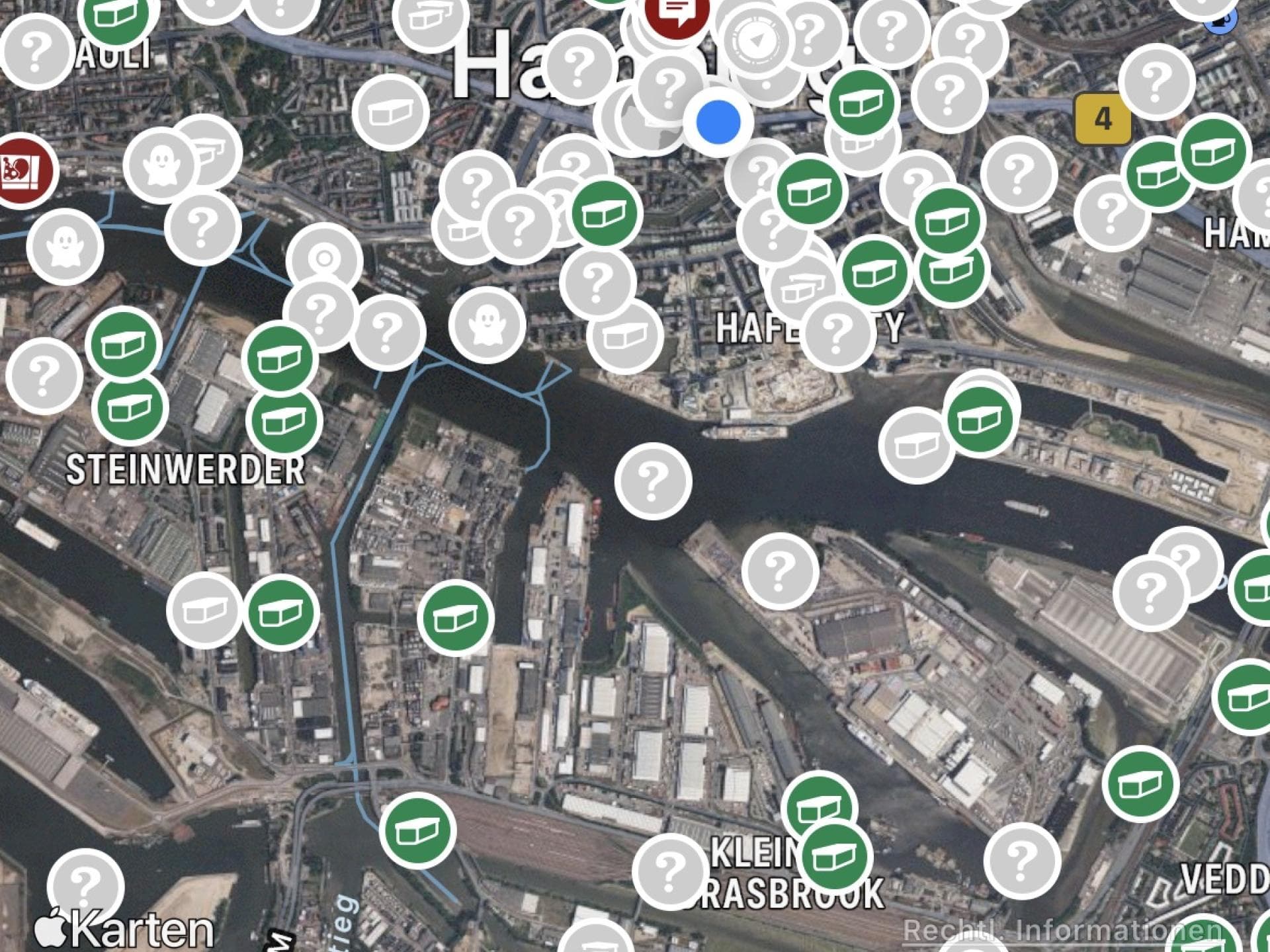 Geocaching-Karte Hamburg. Geocaching-Karte Hamburg.