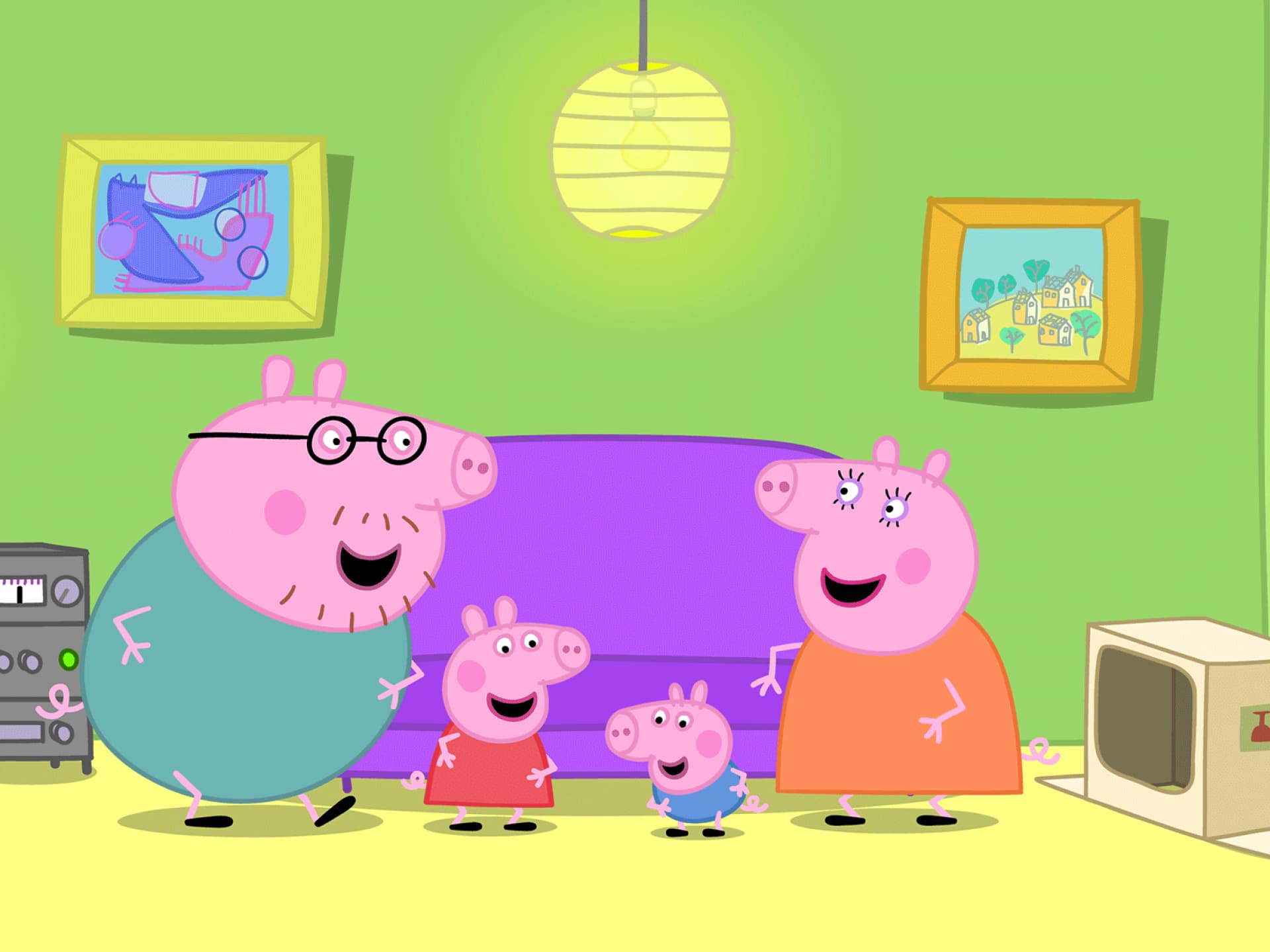Schweinchen Peppa Wutz mit seiner Familie.