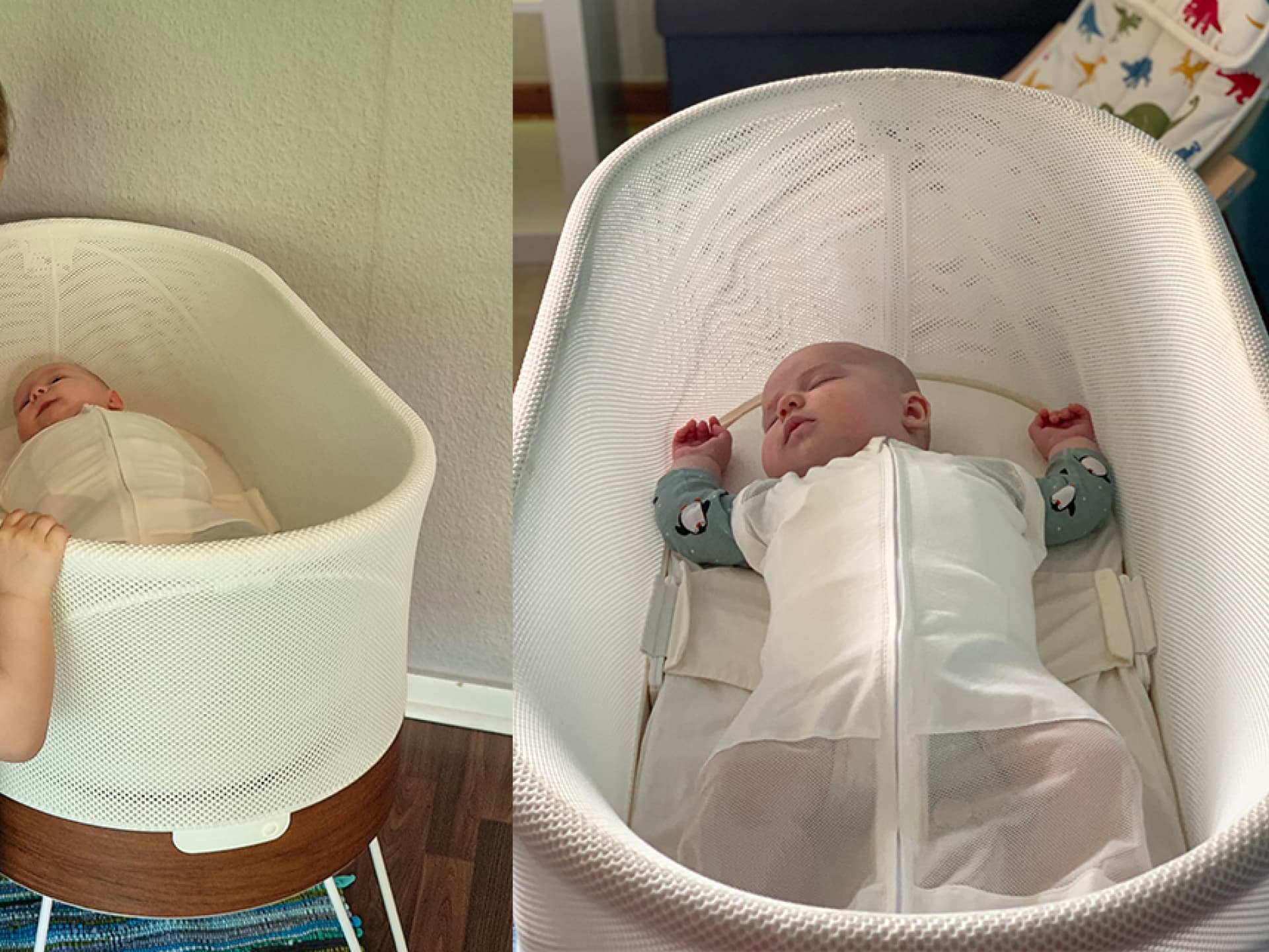 Der "SNOO Smart Sleeper" macht auch die großen Geschwister neugierig.